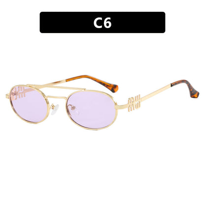 Women's elegant oval sunglasses with luxurious metal frame Karnz