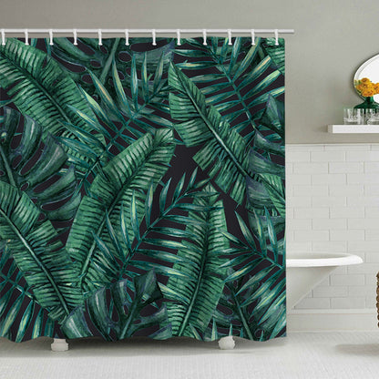Tropical Leaf Print Shower Curtain