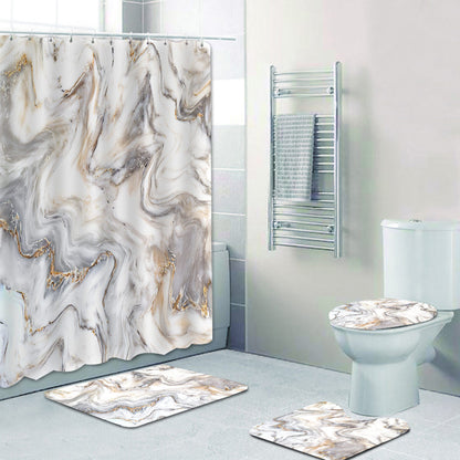 Elegant Marble-Patterned Shower Curtain