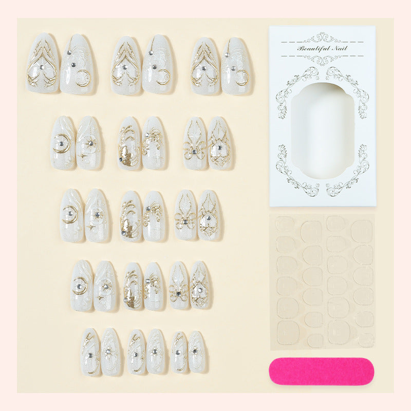 Premium Decorative Press-On Nail Art Set with Glamorous Accents Acalora