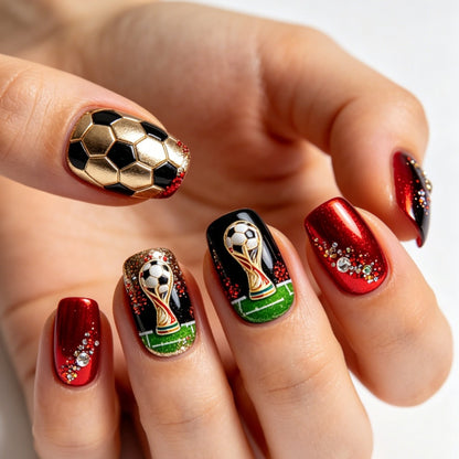 Sports-themed design artificial nails Acalora
