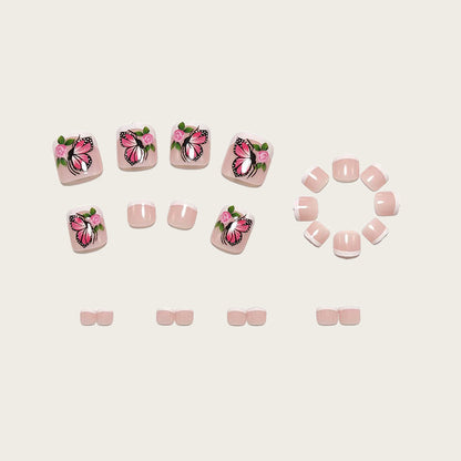 Artistic toenails with butterfly and rose designs Acalora