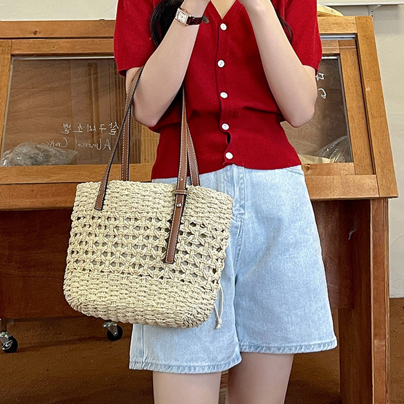 Women's Hand-knotted Basket Bag with high-quality fabric lining Karnz