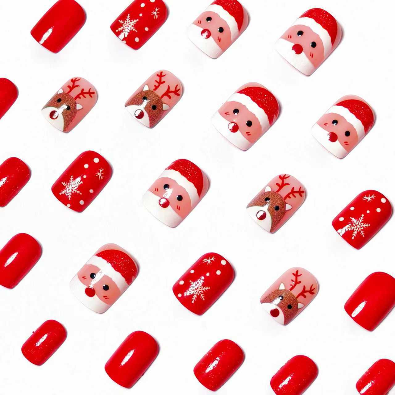 Festive 3D Reindeer and Santa Nail Art Acalora