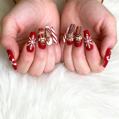 Acrylic nail set for the winter season with original Christmas motifs Acalora