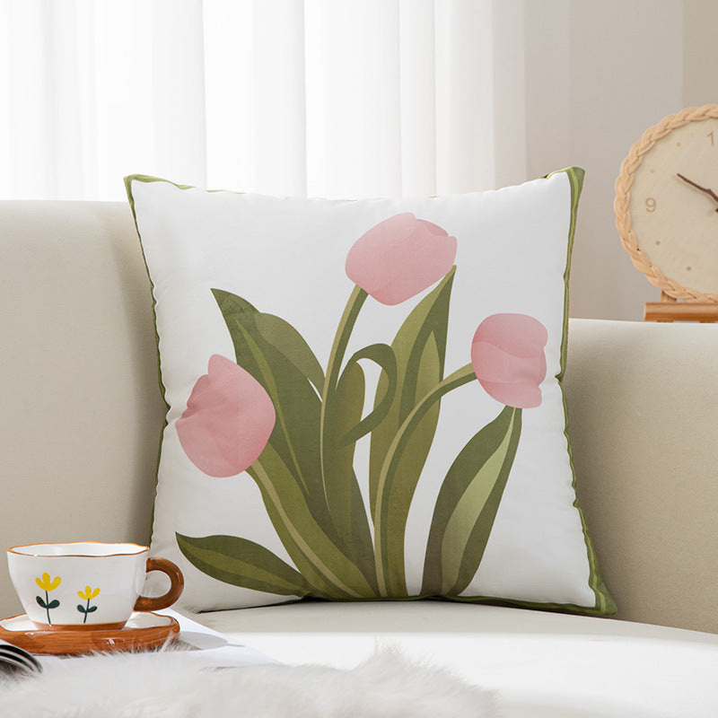 Decorative Floral Print Throw Pillow