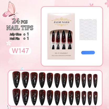 Artificial Nail Set with Elegant Floral Design Acalora