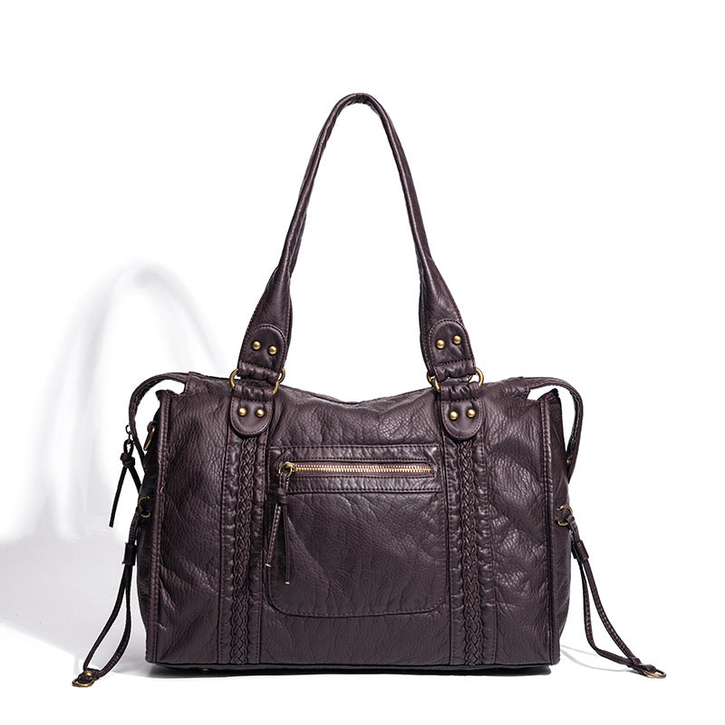 Distressed Leather Satchel Bag Acalora