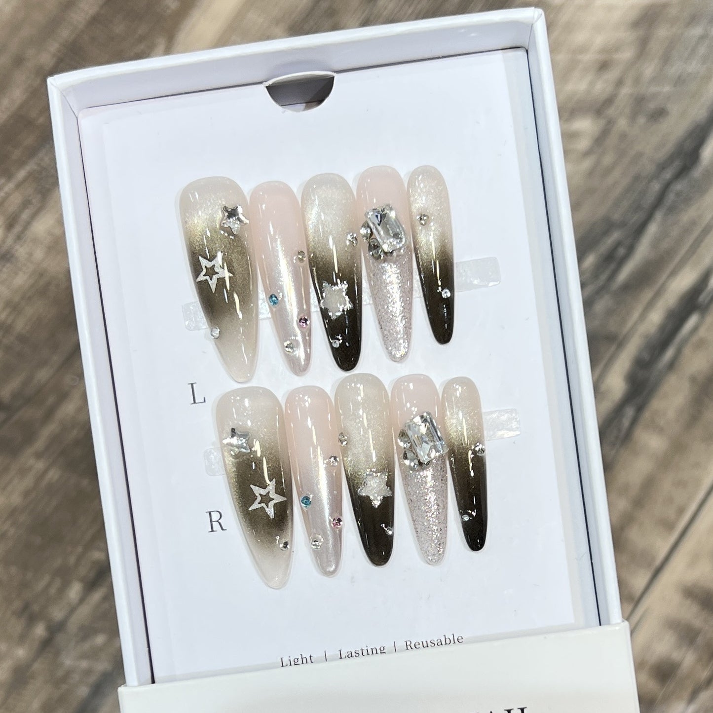 Elegant Stiletto Press-On Nail Set with Decorative Accents Acalora