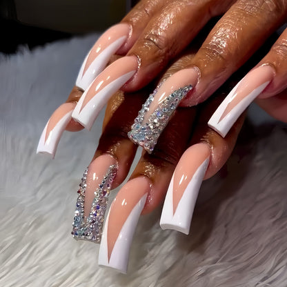 Glamorous Stiletto Press-On Nails with Rhinestone Accents Acalora