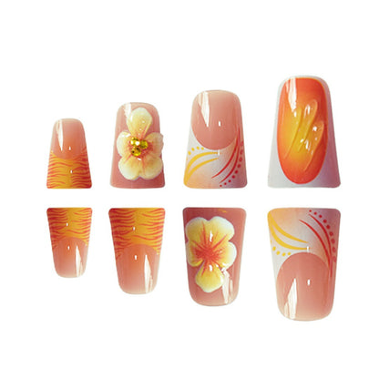 Artistic Floral Press-On Nails Set Acalora