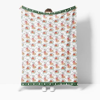 Festive Holiday-Themed Fleece Throw Blanket