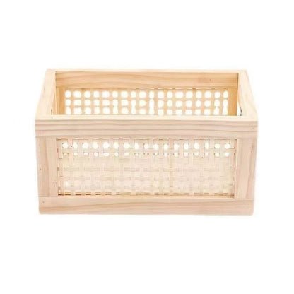 High-quality storage basket with rattan details Acalora