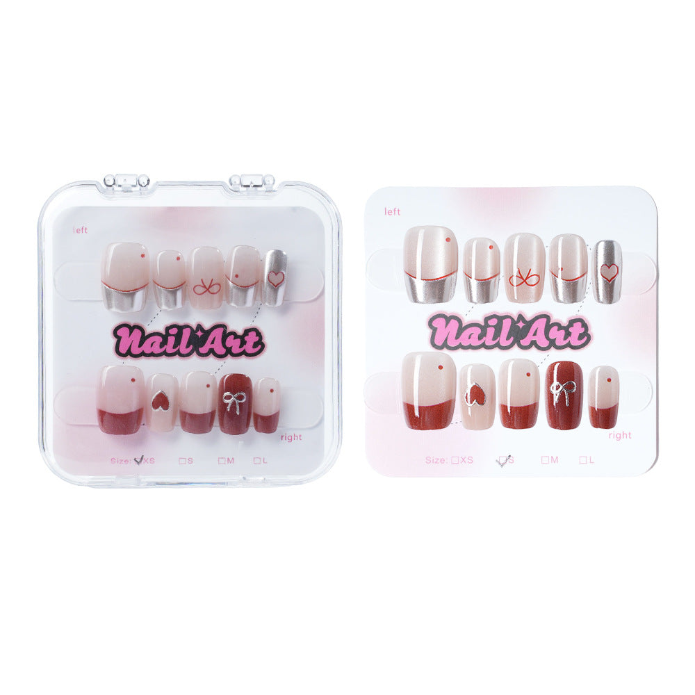 Romantic Heart-Themed Press-On Nail Set Acalora