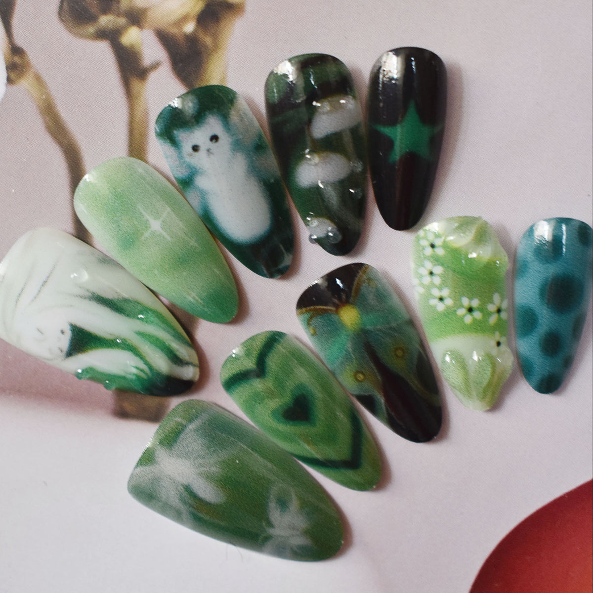 Artistic 3D Sea-Inspired Press-On Nail Art Acalora