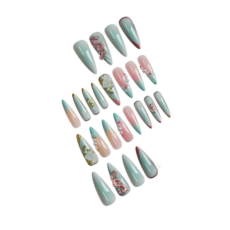 Decorative Long Stiletto Press-On Nail Art Acalora