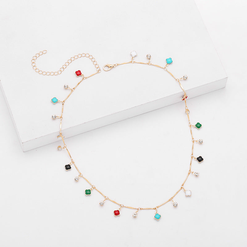 Floral Charm Silver Necklace Acalora