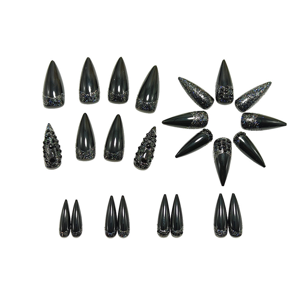 Artificial nails in elegant stiletto design with sparkling rhinestone appliqués Acalora