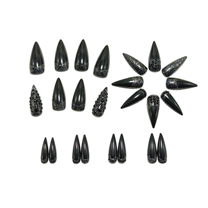 Artificial nails in elegant stiletto design with sparkling rhinestone appliqués Acalora