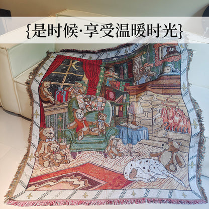 Cozy Animal-Themed Woven Throw Blanket