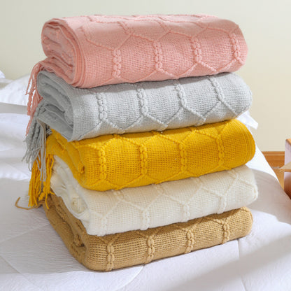 Unisex Decorative Knit Throw Blanket