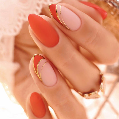 Artistic Press-On Nail Set with Elegant Design Acalora