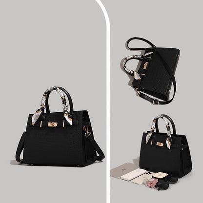 Textured Crocodile-Patterned Handbag Acalora