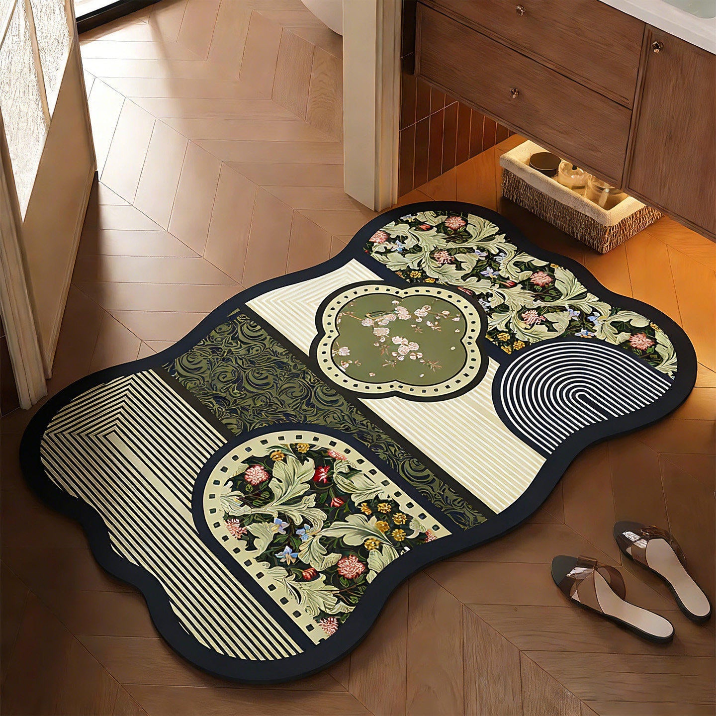 Floral Design Bathroom Mat
