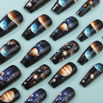 Artificial nails with galactic motifs Acalora