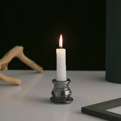 Glass Taper Candle Holder with Curved Weighted Base Acalora