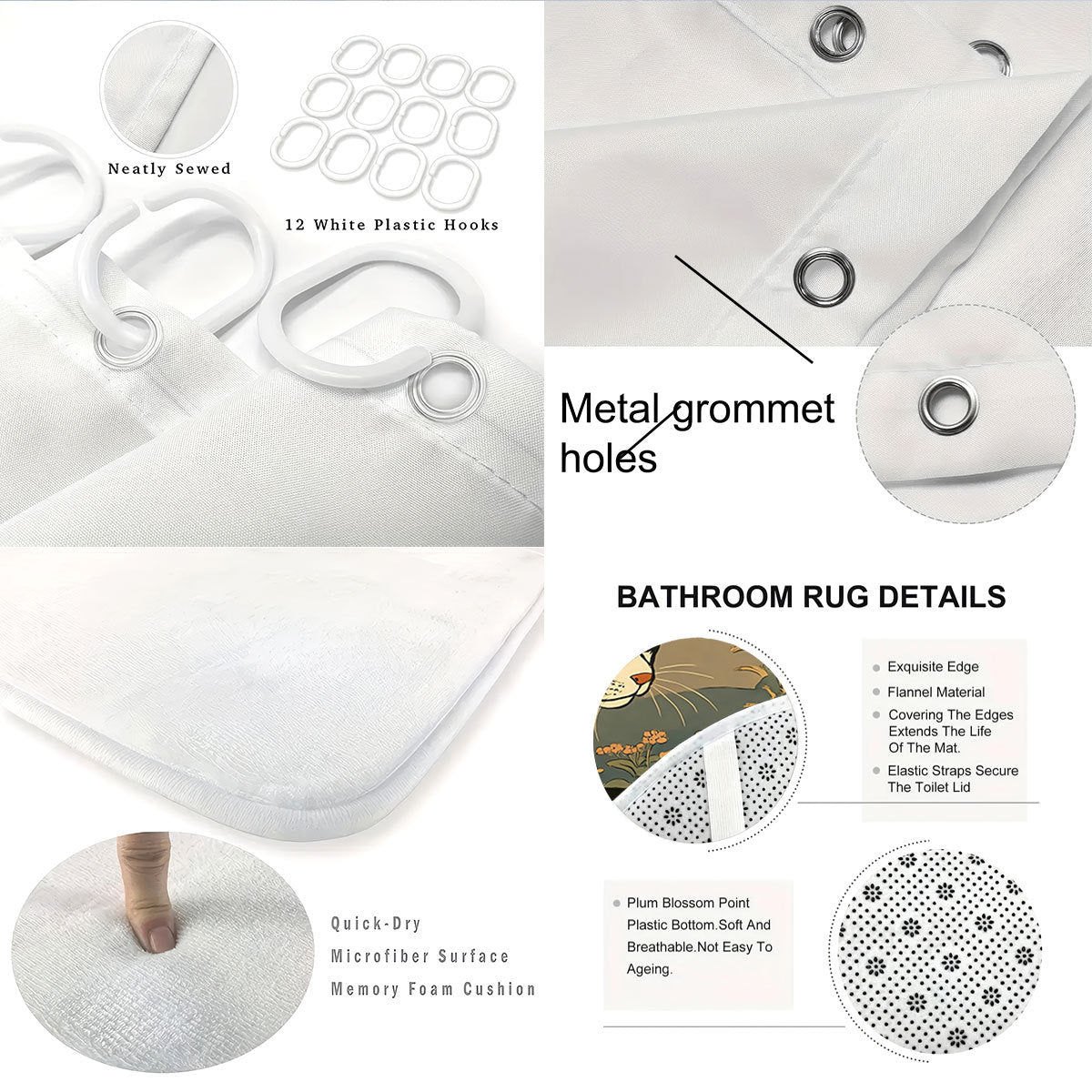 Artistic Cat-Theme Bathroom Decor Set