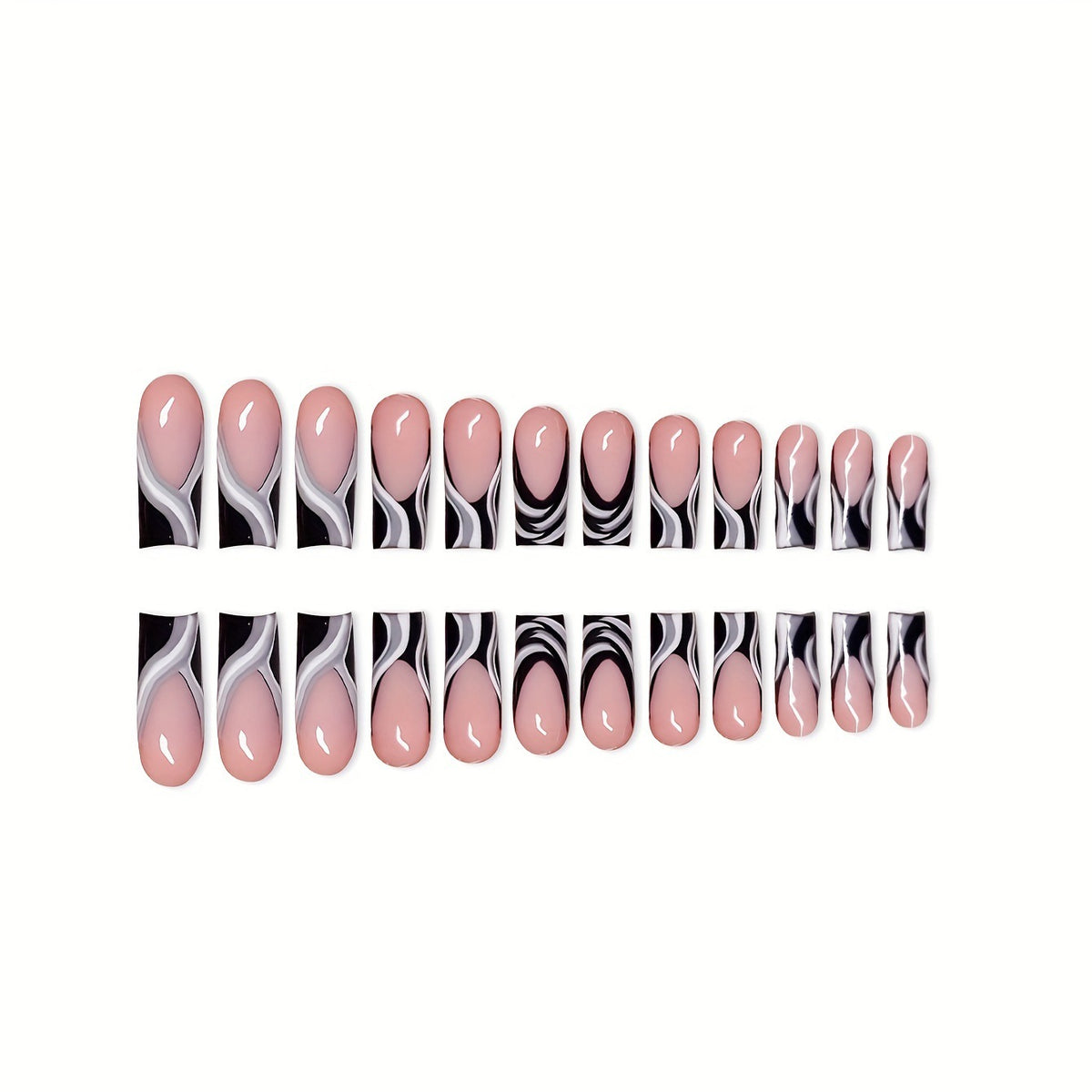Artistic Press-On Nail Extensions with Marble Design Acalora