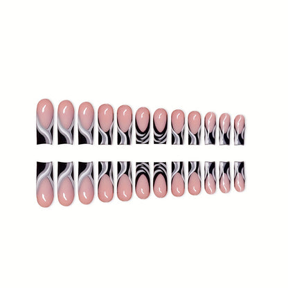 Artistic Press-On Nail Extensions with Marble Design Acalora