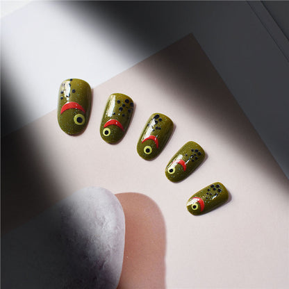 Fashionable Matte Finish Press-On Nails with Metallic Stripes Acalora