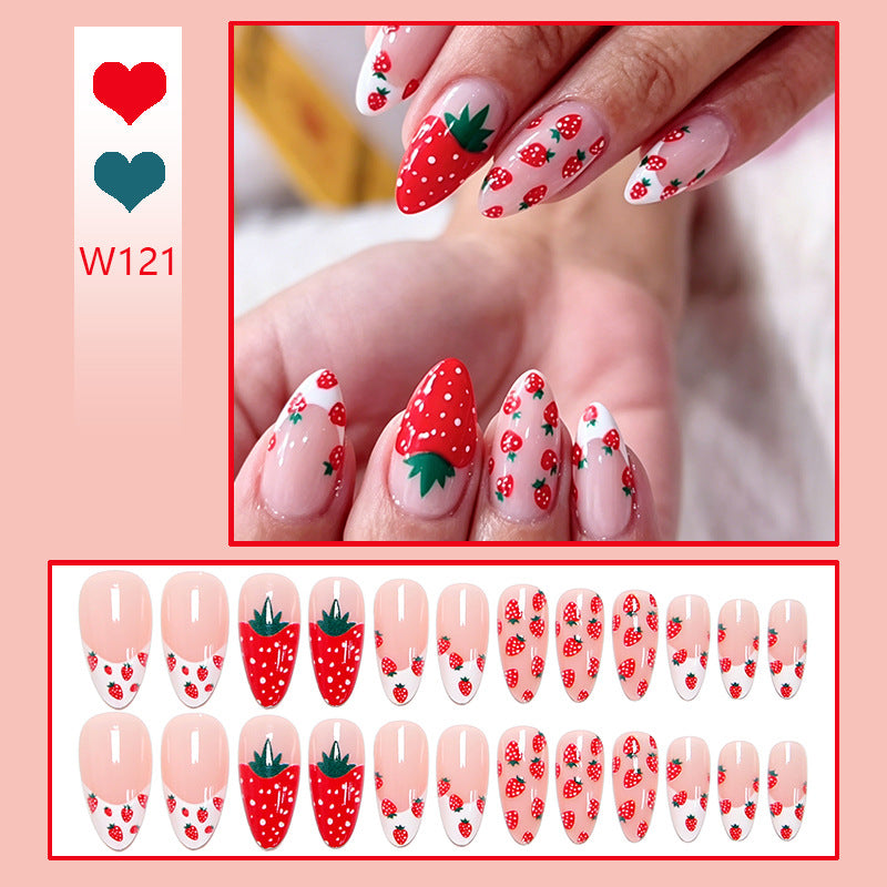 Artificial nail set with fruity strawberry pattern Acalora