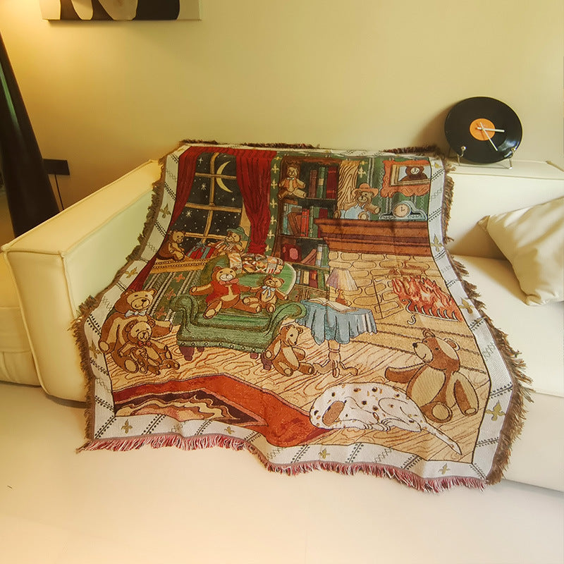 Cozy Animal-Themed Woven Throw Blanket
