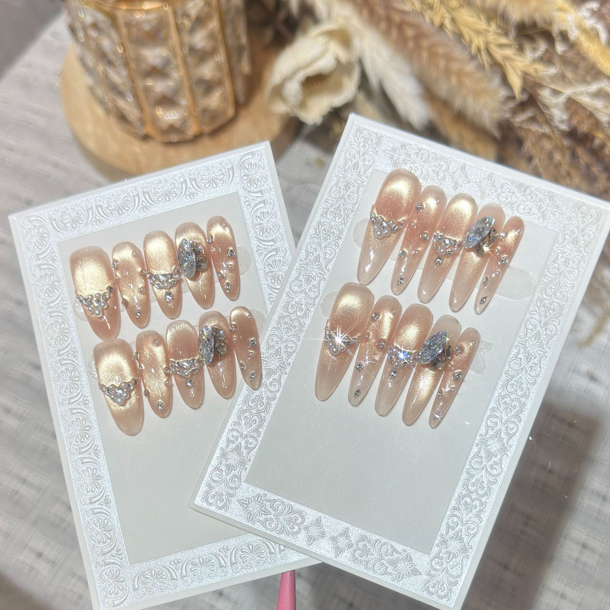 Artistic Stiletto Press-On Nail Set with Charming Patterns Acalora