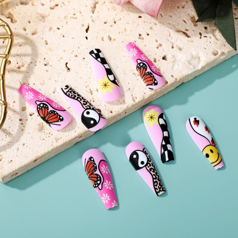Artificial nails with colorful butterfly design Acalora