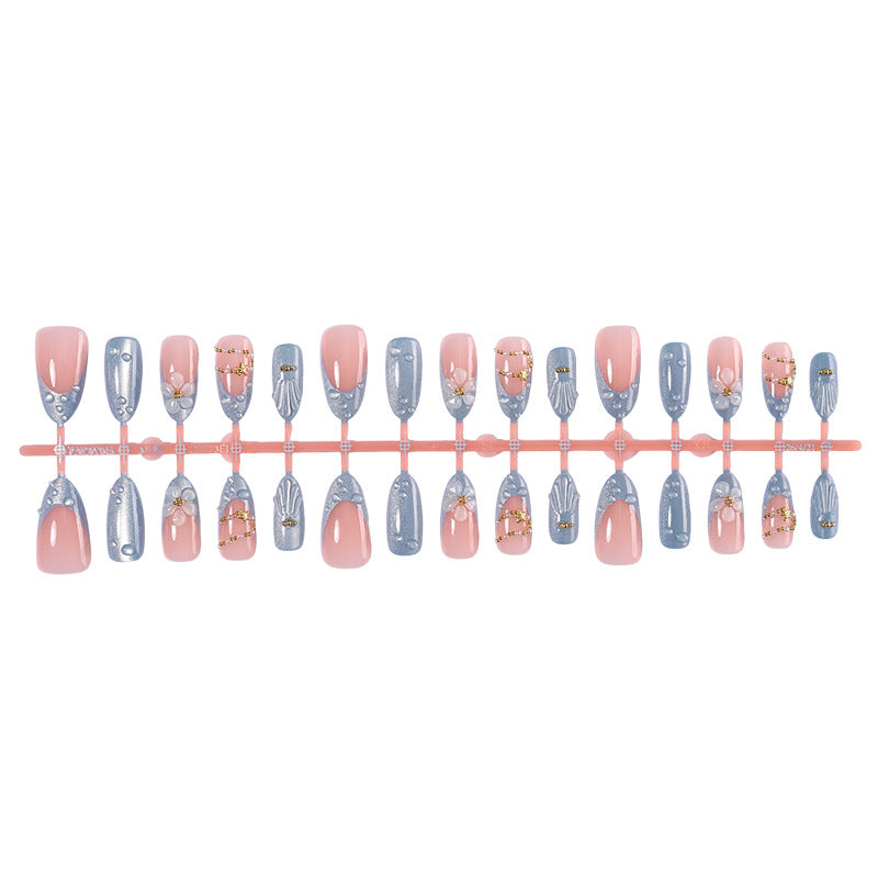 Decorative Press-On Nail Art Set with Gem Accents Acalora