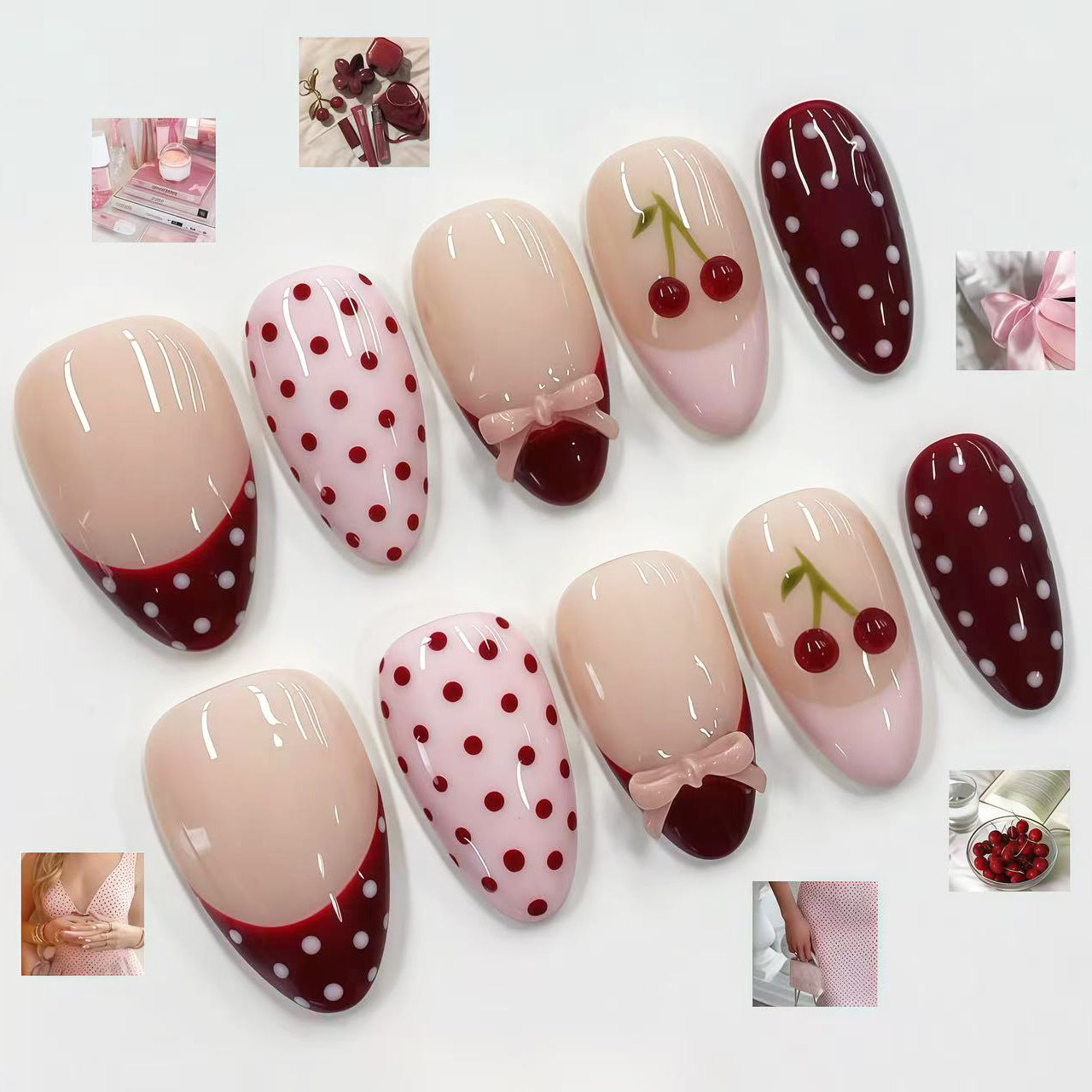 Artistic Cherry Design Press-On Nails Acalora