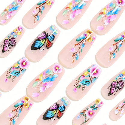 Artistic Butterfly Design Press-On Nail Set Acalora