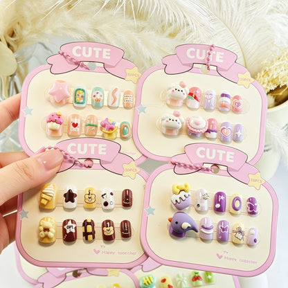 Playful artificial nail set with colorful designs Acalora