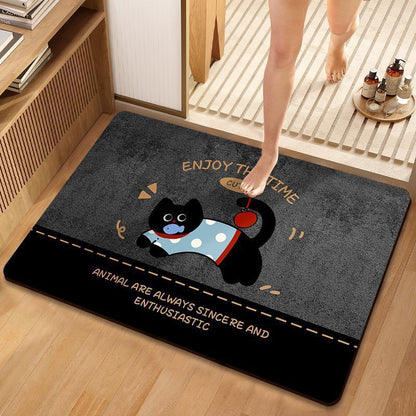 Playful Cat-Themed Bath Mat
