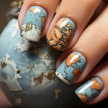 Artistic Geographical Nail Art Acalora