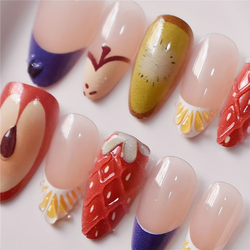 Artistic Fruit-Themed Press-On Nails Acalora
