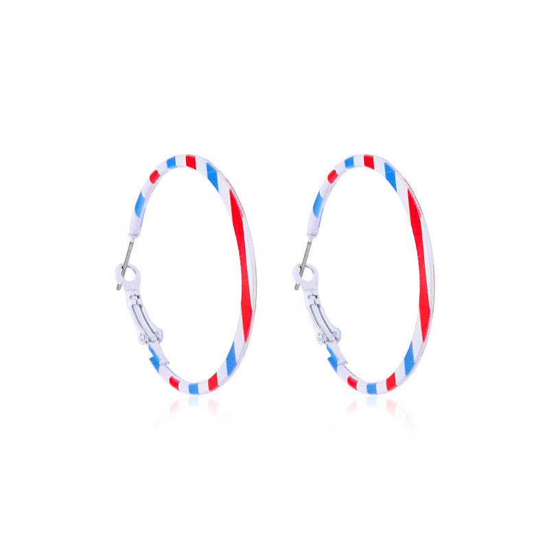 Women's lightweight star earrings with enamel flag design and fishhook Kalsten
