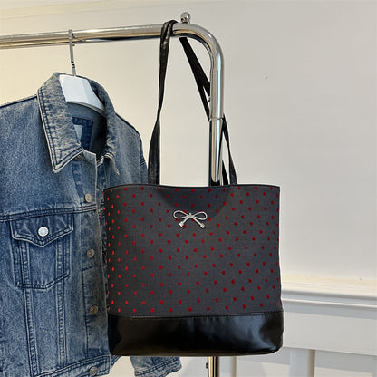 Heart-Embellished Canvas Tote Bag Acalora