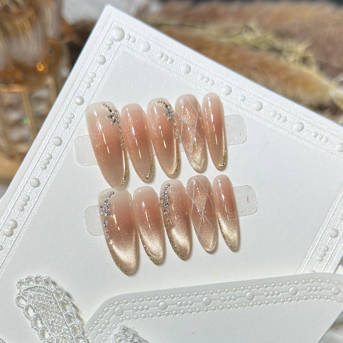 Glamorous Stiletto Press-On Nail Set with Rhinestone Accents Acalora