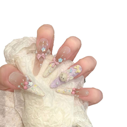 Themed Decorative Press-On Nails with 3D Accents Acalora