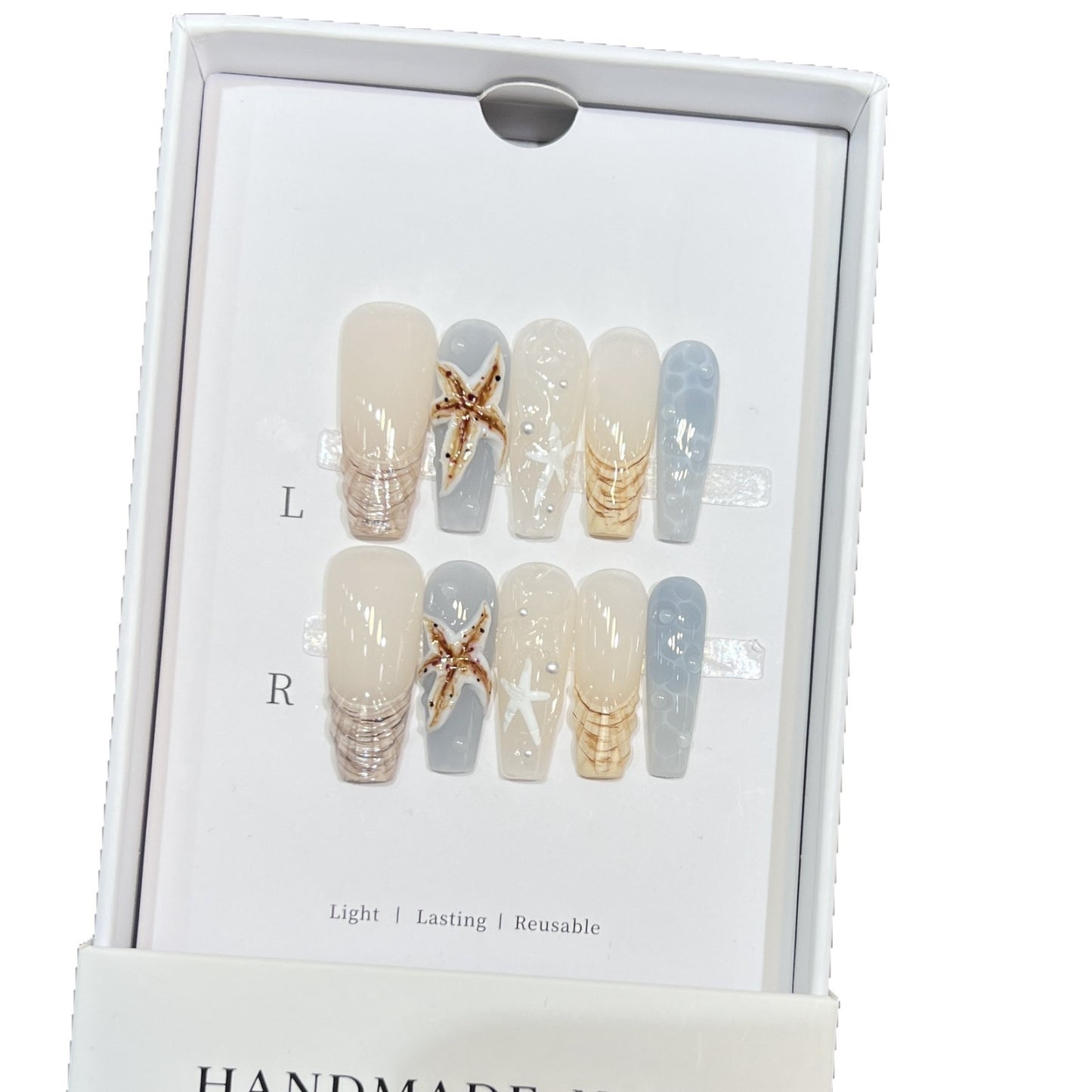 Handmade Coastal-Inspired Press-On Nail Set Acalora